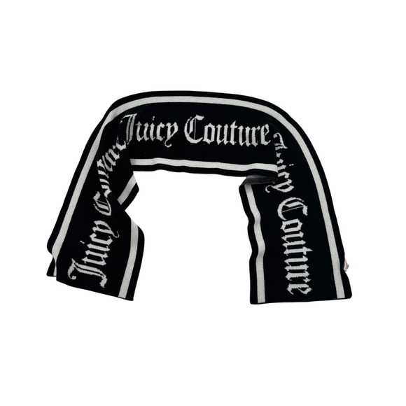 Juicy Couture Accessories - Juicy Couture Scarf Womens OS Black Excellent Knit Logo Intarsia Gothic Y2K